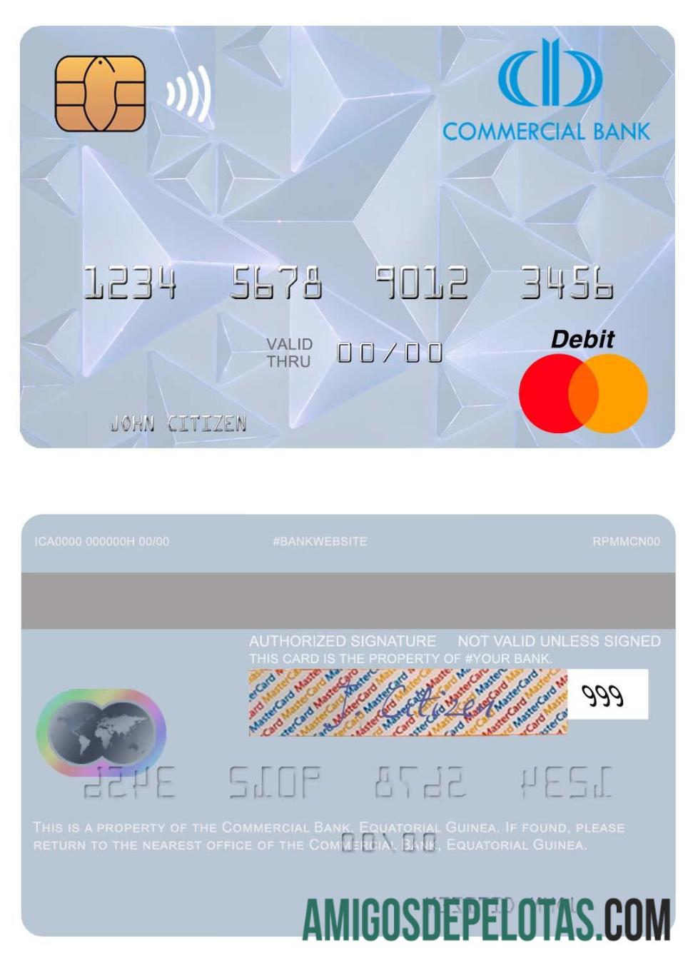 Banco Comercial da Guiné Equatorial Guinee Equatoriale Mastercard amostra